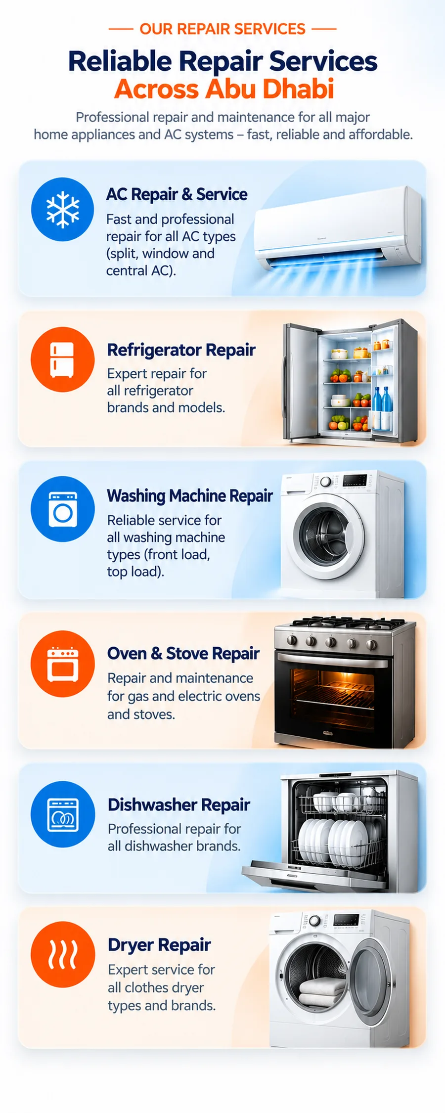 AC and home appliance repair services in Abu Dhabi